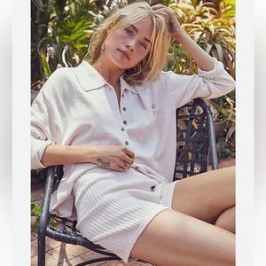 Free People Zuma Button Down Knit Set Size S Color Dreamt Kiss